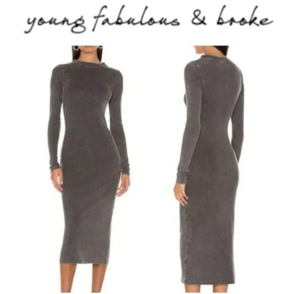 Young Fabulous & Broke Charcoal Long Sleeve Dress